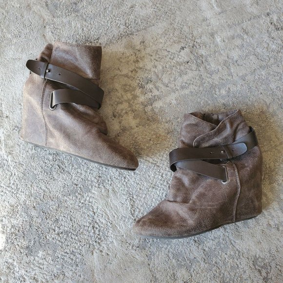 Aldo Women's Size 10 Brown Zip Hidden Wedge Ankle Boots - Picture 1 of 7